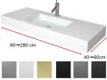 Wastafel, 50 x 160 cm, hangend of verzonken, in minerale hars - STIL 60