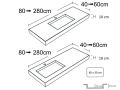Plan vasque, 50 x 170 cm, suspendue ou  encastrer, en rsine minrale - STIL 60