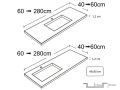 Plan vasque, 50 x 170 cm, suspendue ou  encastrer, en rsine minrale - STIL 60