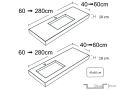 Plan vasque, 50 x 170 cm, suspendue ou  encastrer, en rsine minrale - STIL 60