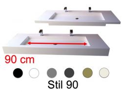 Dubbele kaptafel, 50 x 110 cm, hangend of verzonken, in minerale hars - STIL 90