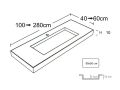 Plan vasque double, 50 x 130 cm, suspendue ou  encastrer, en rsine minrale - STIL 90