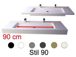 Dubbele kaptafel, 50 x 160 cm, hangend of verzonken, in minerale hars - STIL 90