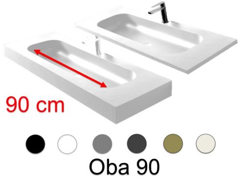 Dubbele kaptafel, 50 x 100 cm, hangend of verzonken, in minerale hars - OBA 90