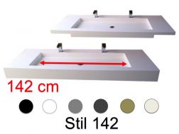 Dubbele kaptafel, 50 x 150 cm, hangend of verzonken, in minerale hars - STIL 142