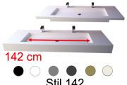Plan vasque double, 50 x 190 cm, suspendue ou à encastrer, en résine minérale - STIL 142
