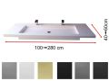 Dubbele kaptafel, 50 x 200 cm, hangend of verzonken, in minerale hars - STIL 142