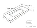 Dubbele kaptafel, 50 x 200 cm, hangend of verzonken, in minerale hars - STIL 142