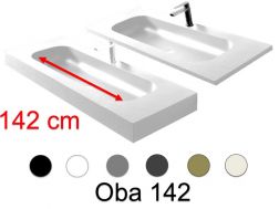 Plan vasque double, 50 x 150 cm, suspendue ou à encastrer, en résine minérale - OBA 142