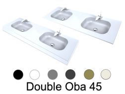 Dubbele kaptafel, 50 x 120 cm, hangend of verzonken, in minerale hars - DOUBLE OBA 45 AT