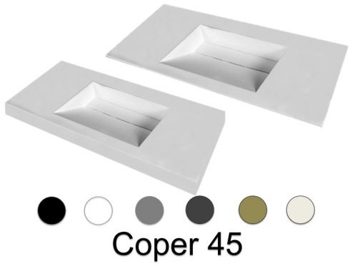 Plan vasque caniveau, 50 x 100 cm, suspendue ou  encastrer, en rsine minrale - COPER 45