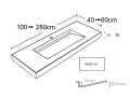 Plan double vasque caniveau, 50 x 100 cm, Bassin de 30 x 90 cm - COPER 90