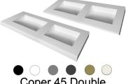 Plan vasque double caniveau, 50 x 200 cm, suspendue ou à encastrer - DOUBLE COPER 45