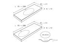 Plan vasque, 121 x 46 cm, suspendue ou  encastrer, de forme ovale - OVAL 45