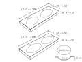 Plan double vasque, 121 x 46 cm , Vasque de forme ovale, suspendue ou  encastrer - OVAL 45 Double