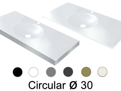 Plan vasque, 121 x 46 cm, suspendue ou  encastrer, de forme rond - CIRCULAR  30