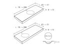 Plan vasque, 121 x 46 cm, suspendue ou  encastrer, de forme rond - CIRCULAR  30
