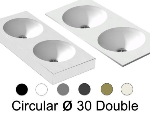 Plan double vasque, 121 x 46 cm , suspendu ou  encastrer, de forme rond - CIRCULAR 30 Double