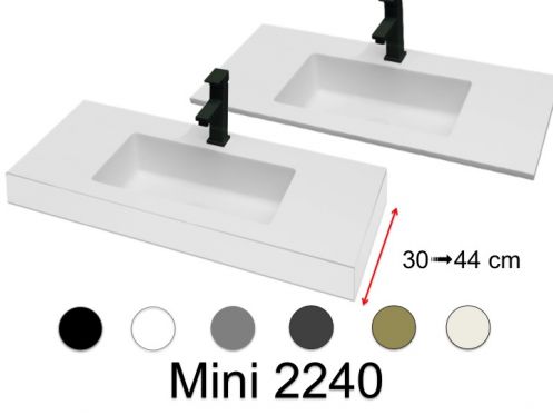 Plan vasque, 121 x 40 cm,  suspendue ou � poser, en r�sine min�rale - MINI 2240