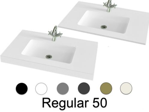 Plan vasque, 120 x 46 cm, suspendue ou  poser, en rsine minrale - REGULAR 50