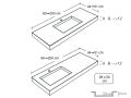 Plan vasque, 120 x 46 cm, suspendue ou  poser, en rsine minrale - REGULAR 50