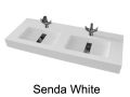 Double vasques caniveau central 46 x 121 cm, en rsine minral, sur mesure - SENDA