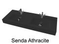 Double vasques caniveau central 46 x 121 cm, en rsine minral, sur mesure - SENDA