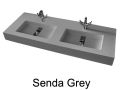 Double vasques caniveau central 46 x 121 cm, en rsine minral, sur mesure - SENDA