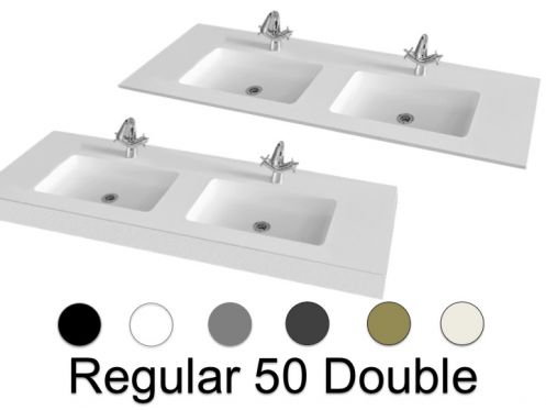 Dubbel wastafelblad, 180 x 46 cm, hangend of verzonken - REGULAR 50 DOUBLE