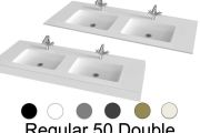 Plan double vasque, 190 x 46 cm, suspendu ou à encastrer - REGULAR 50 DOUBLE