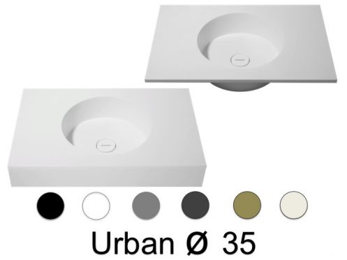 Plan vasque, 120 x 46 cm, suspendu ou  poser, de forme rond - URBAN 35