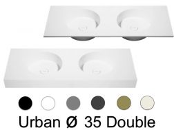 Plan double vasque, 100 x 46 cm, suspendu ou à poser, de forme rond - URBAN Ø35 DOUBLE