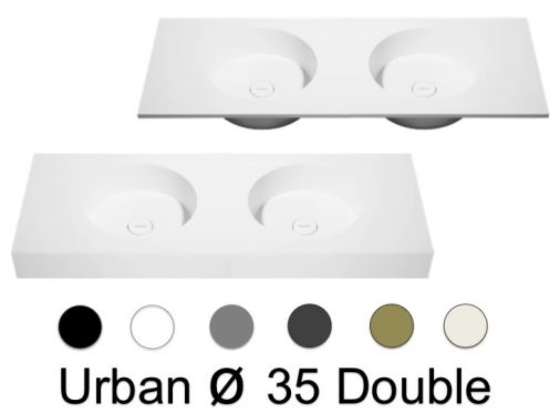 Plan double vasque, 100 x 46 cm, suspendu ou  poser, de forme rond - URBAN 35 DOUBLE