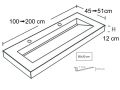 Plan double vasque, 120 x 46 cm , vasque caniveau - COSMO 85