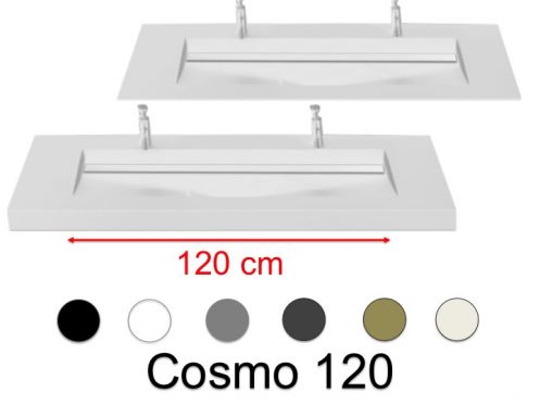 Plan double vasque, 140 x 46 cm , vasque caniveau - COSMO 120