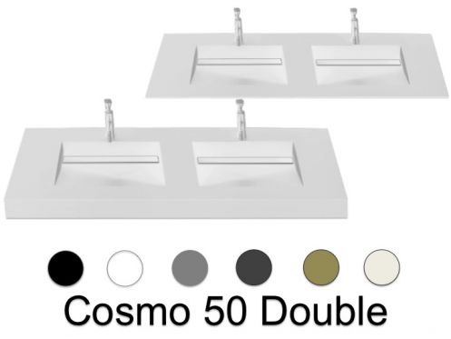 Plan double vasque, 120 x 50 cm , lavabo caniveau - COSMO 50 Double