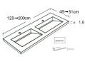 Plan double vasque, 120 x 50 cm , lavabo caniveau - COSMO 50 Double