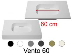 Plan vasque Design, 120 x 50 cm, suspendue ou à poser, en résine minérale - VENTO 60