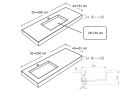 Plan vasque Design, 120 x 50 cm, suspendue ou  poser, en rsine minrale - VENTO 60