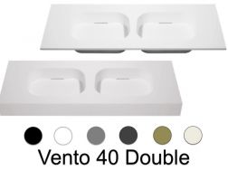 Plan vasque double, 100 x 50 cm, suspendue ou à poser, en résine minérale - VENTO 40 DOUBLE