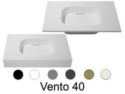 Plan vasque Design, 100 x 50 cm, suspendue ou à poser, en résine minérale - VENTO 40