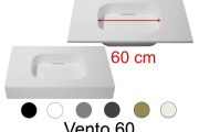 Plan vasque Design, 130 x 50 cm, suspendue ou à poser, en résine minérale - VENTO 60