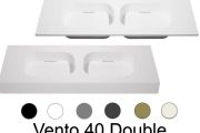 Plan vasque double, 200 x 50 cm, suspendue ou à poser, en résine minérale - VENTO 40 DOUBLE