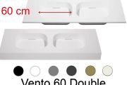 Plan vasque double, 190 x 50 cm, suspendue ou à poser, en résine minérale - VENTO 60 DOUBLE