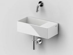 Lave-mains design, 18 x 35 cm, robinetterie murale - NEW FLUSH 3 RIGHT