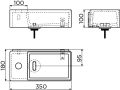 Lave-mains design, 18 x 35 cm, robinetterie  gauche - NEW FLUSH 3 LEFT