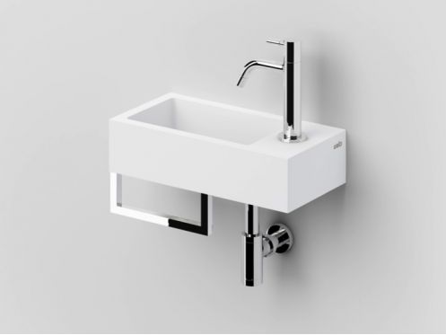 Lave-mains, 18 x 36 cm, robinetterie  droite, avec porte serviette, chrome - FLUSH 3 RIGHT