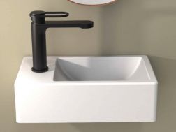 Lave mains, 37 x 23 cm, robinetterie à gauche - OXO BLANC BRILLANT