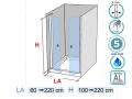 Porte de douche double, battante - AC 207 - 90