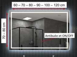 Rechthoekige spiegel, frontverlichting, sensor: anti-condens en AAN/UIT - OBIDOS